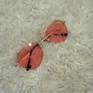 YHF Sunglasses with Pink Lenses and Gold Frame